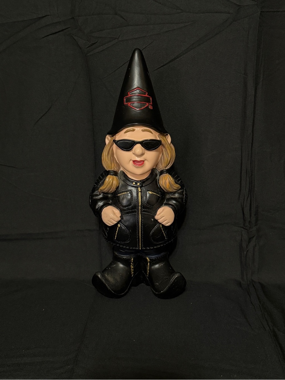 Harley-Davidson Black Biker Gnome with Blonde Hair